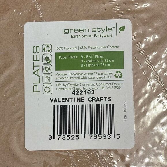 New Valentines Craft100% Recycled 9” Dinner Paper Plates or Lunch Plates are 7” - Picture 2 of 2